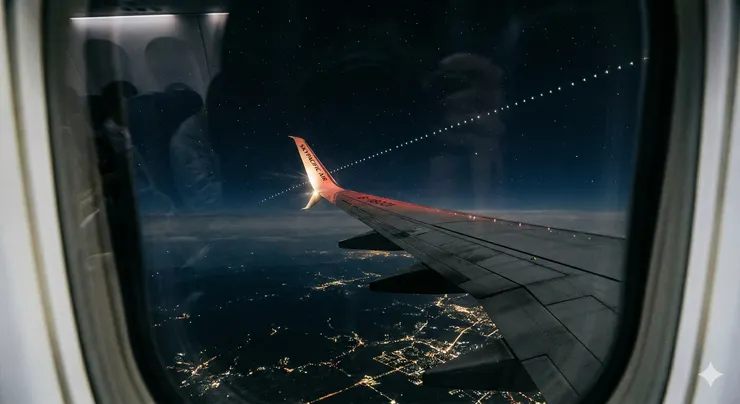 如果剛好在飛機上看到「星鏈火車」，大概會長這樣吧