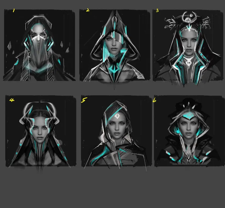 《追尋者聯盟》概念發想階段的設計─月球陣營女性