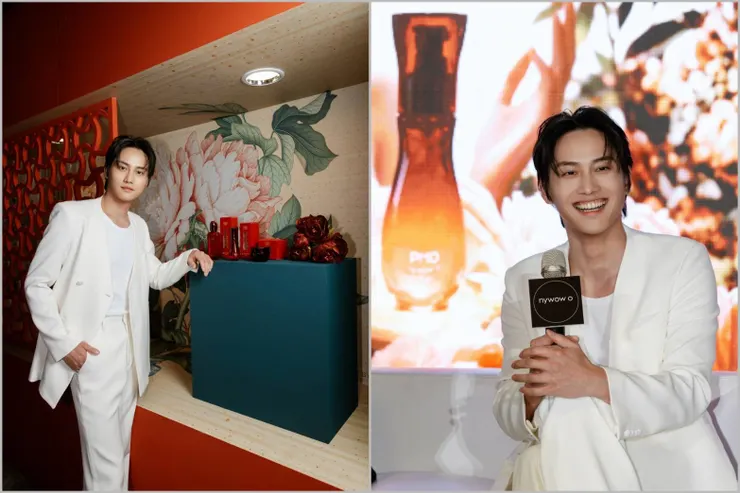 ▲范少勳用牡丹花后油提亮底妝,蘭花油混身體乳打造自然光感肌膚,線條更明顯。( 圖 / nywow o提供 )