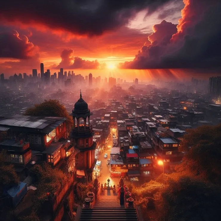 AI圖：黃昏時的上帝光