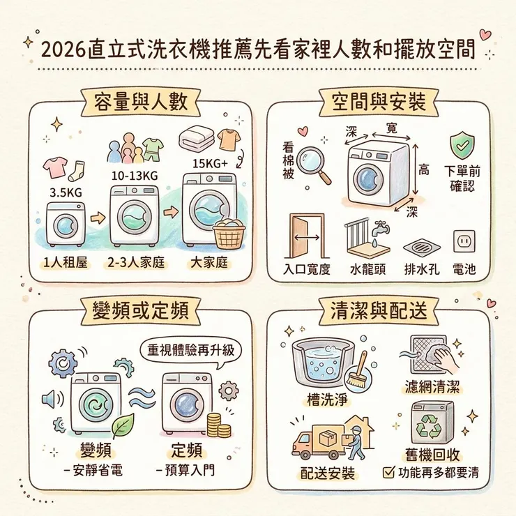 【直立式洗衣機推薦】2026 幾公斤才夠用？🧺 PTT、Threads 7 款變頻與小家庭洗衣機比較