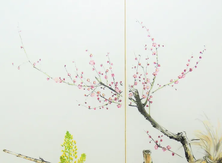 〈梅花村一隅〉局部一梅花