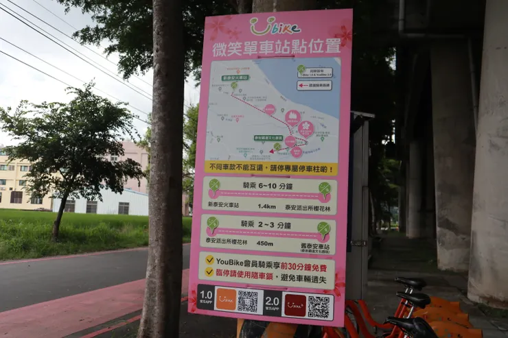 騎自行車往泰安舊站需10分鐘