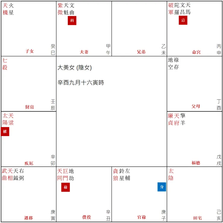 圖1. 紫微斗數盤