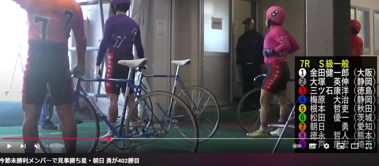 橘色7號車衣的朝日勇與他的PRESTO競輪車