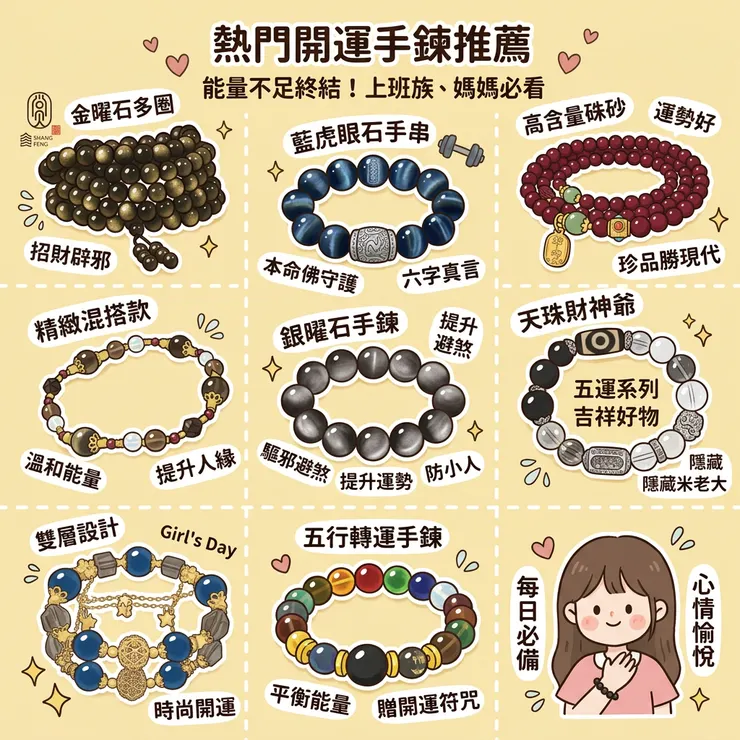 【開運手串推薦】職場防小人必備！Dcard/PTT熱議評比：辦公室上班族/求好人緣，天然黑曜石/藍虎眼石手鍊