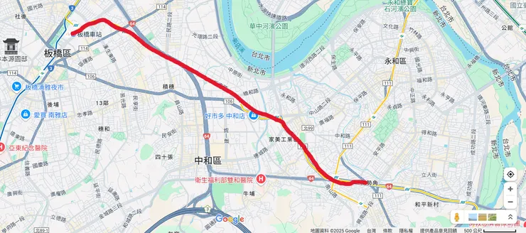 當時的中和線路線圖(大概位置)，有非常多的部分都和中和新蘆線重疊