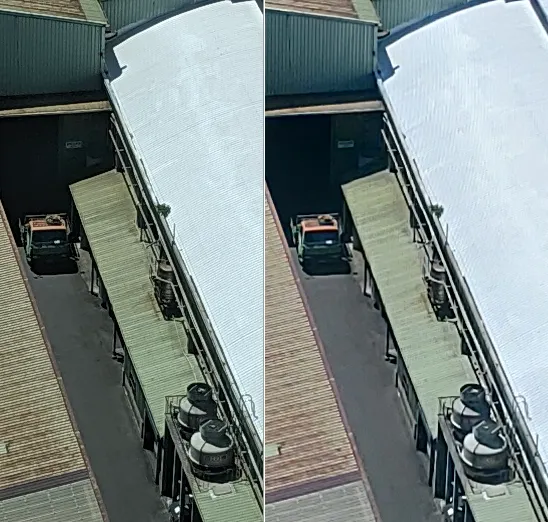 很明顯左圖 Google Camera的細節比原生相機多出許多