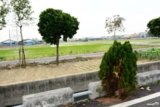 (9348)隔著圳溝，對面菜園中有鐵軌露出