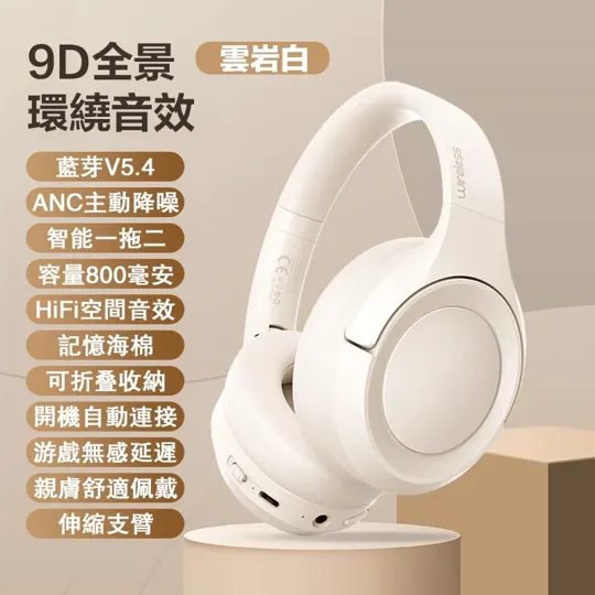 ANC主動降噪無線5.4藍芽耳罩式耳機