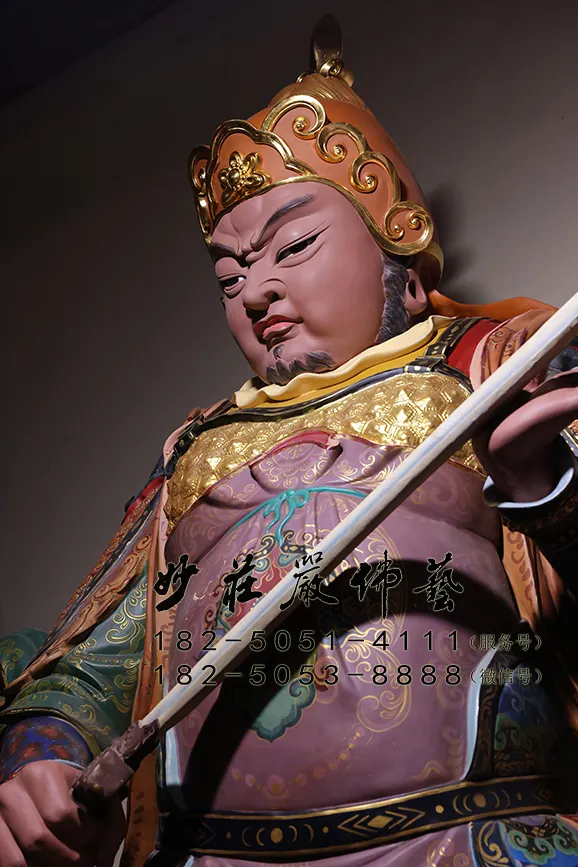 銅雕王將軍彩繪神像左側近照現場實拍圖