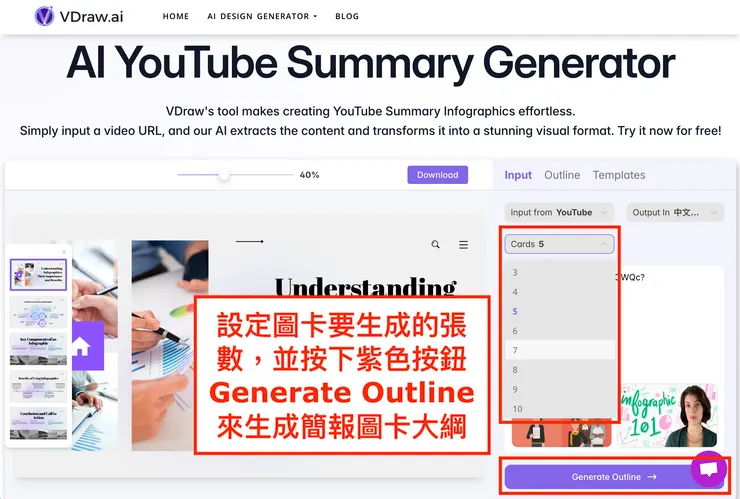 01 如何使用 VDraw.ai｜③ 設定圖卡生成張數