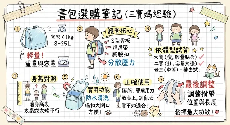 挑選小一新生書包的重點跟要注意的地方