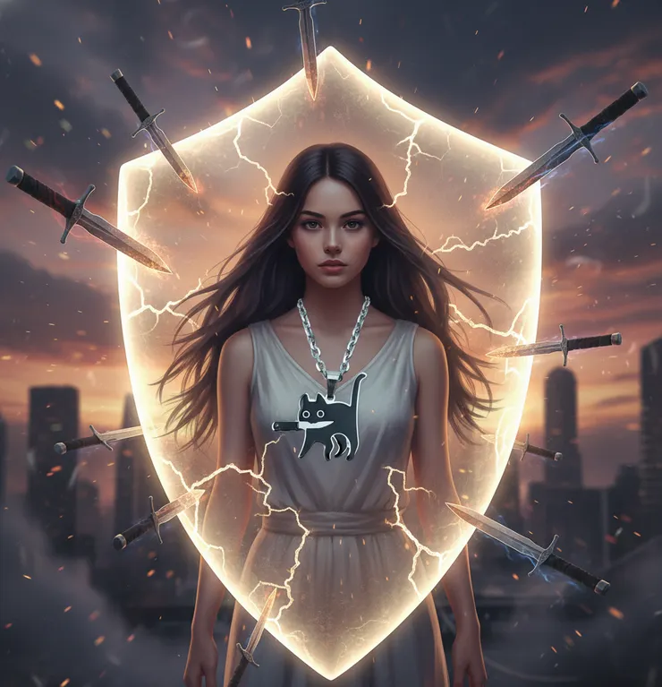 AI生成意境:傷害往往就像飛刀狠狠襲來，讓心靈充滿密密麻麻的創傷，咬住了襲來的傷害，也代表了自己能更堅強去面對，這一個殘酷的現實面。