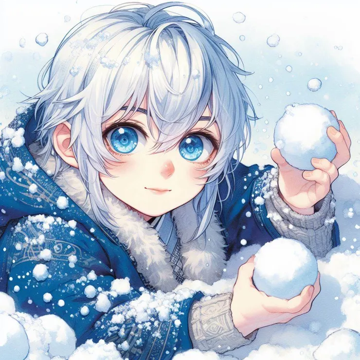 拿著雪球的孩子２