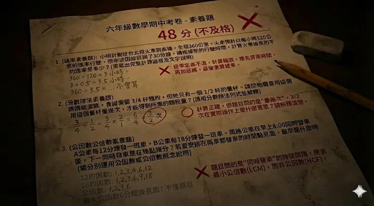 小六數學期中考卷示意圖