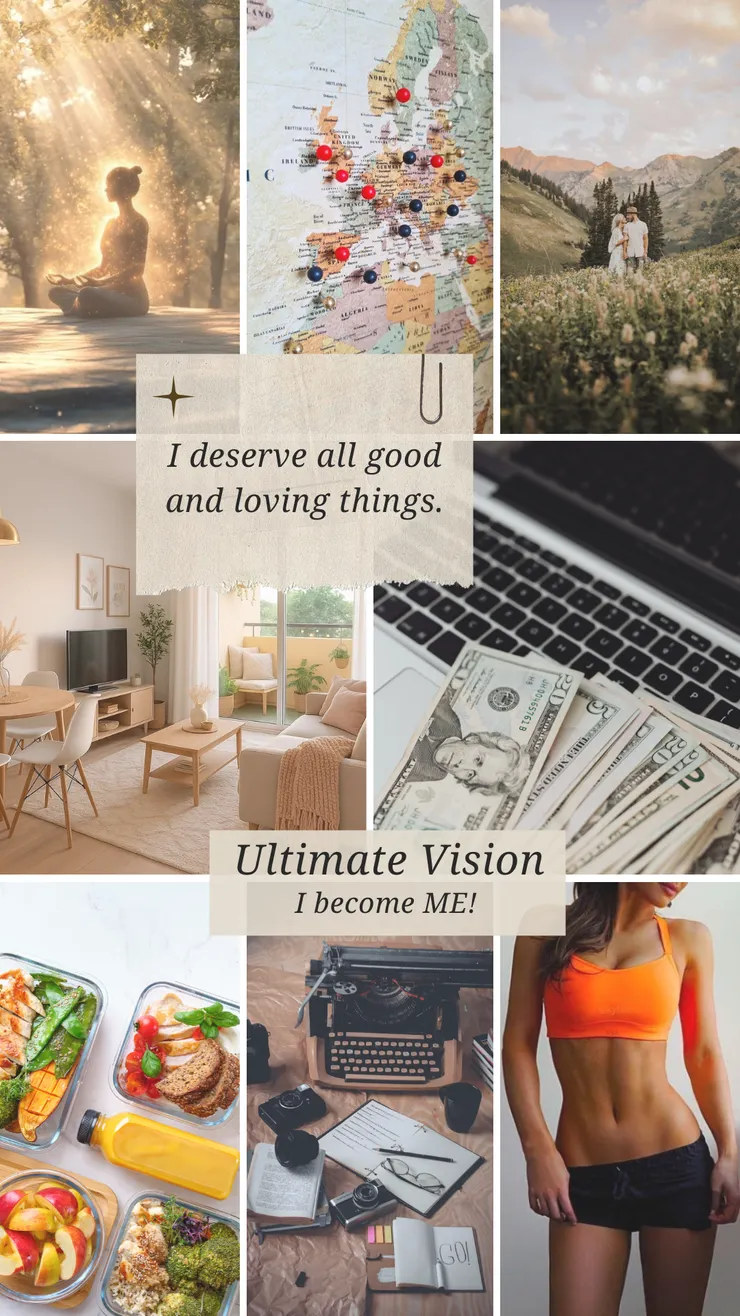 身心靈健康、旅遊世界、契合的另一半、自己的小窩（要有小陽台）、網路事業、營養健康飲食、成為作家出書、姣好的體型。