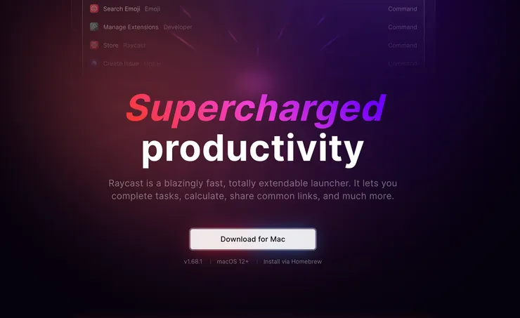 Raycast 官網首頁