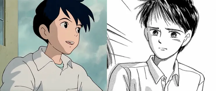 動畫與漫畫裡的天澤聖司造型,圖片來源:心之谷劇照