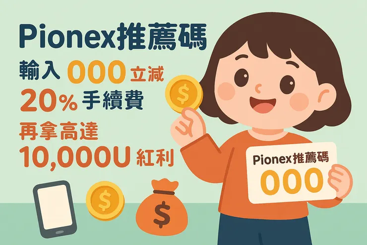 使用Pionex推薦碼「000」，立減20%手續費，再拿10,000U新手紅利，小資族必備優惠攻略
