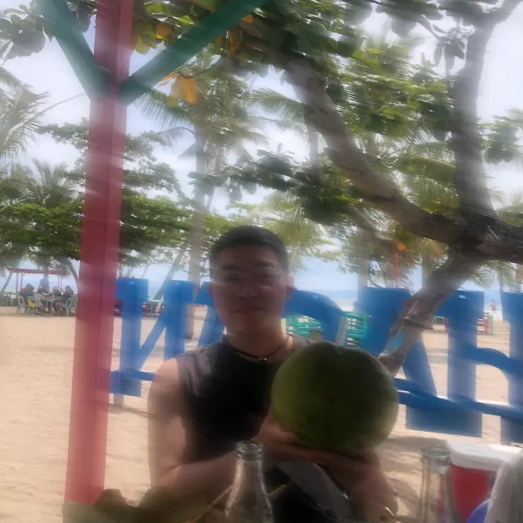 我鏡頭沒擦乾淨，直接自帶濾鏡；島上的椰子🥥