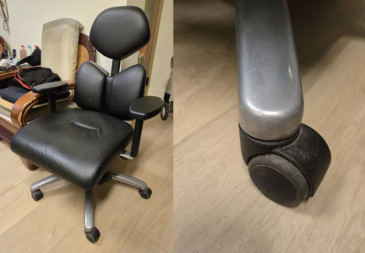 雙背皮椅椅輪損壞