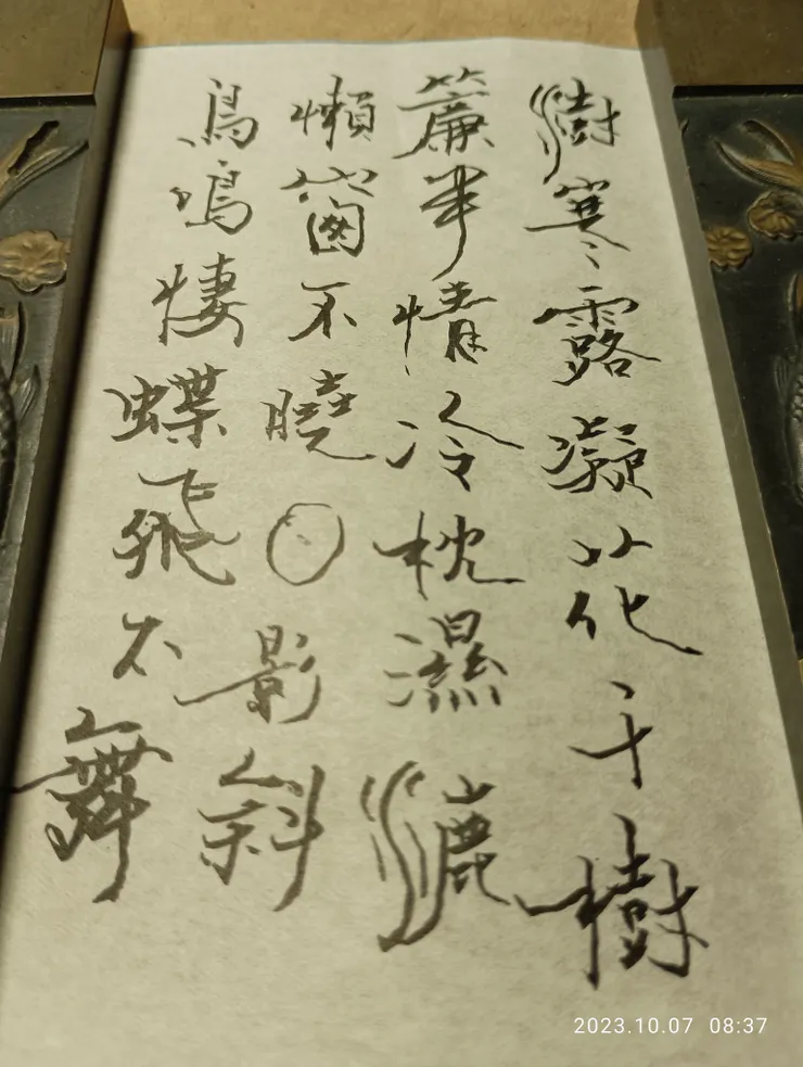 寒露，簾半懶窗枕濕漉