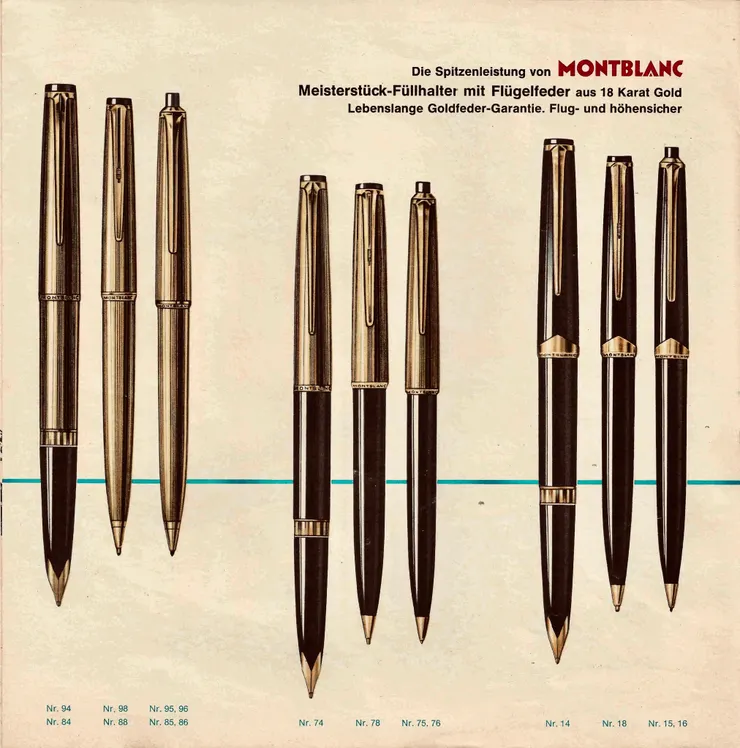 1960年代萬寶龍的銷售海報，包括原子筆及自動鉛筆