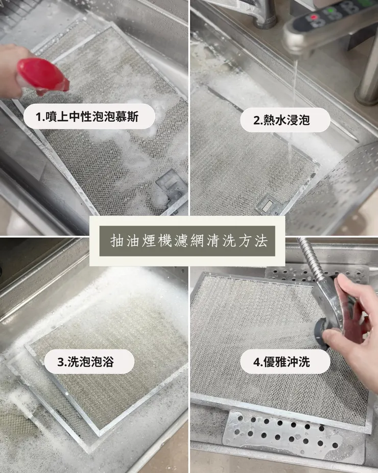 （抽油煙機優雅清洗四步驟）