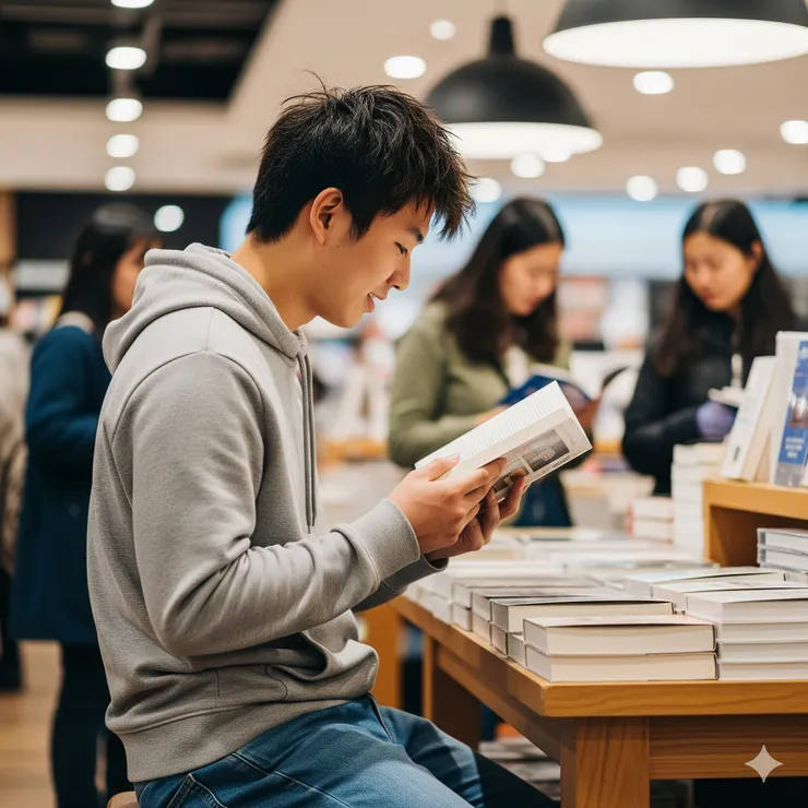 青年小心翼翼的翻開書頁，因為他知道：這可能是他今年唯一「閱讀」的一本書。