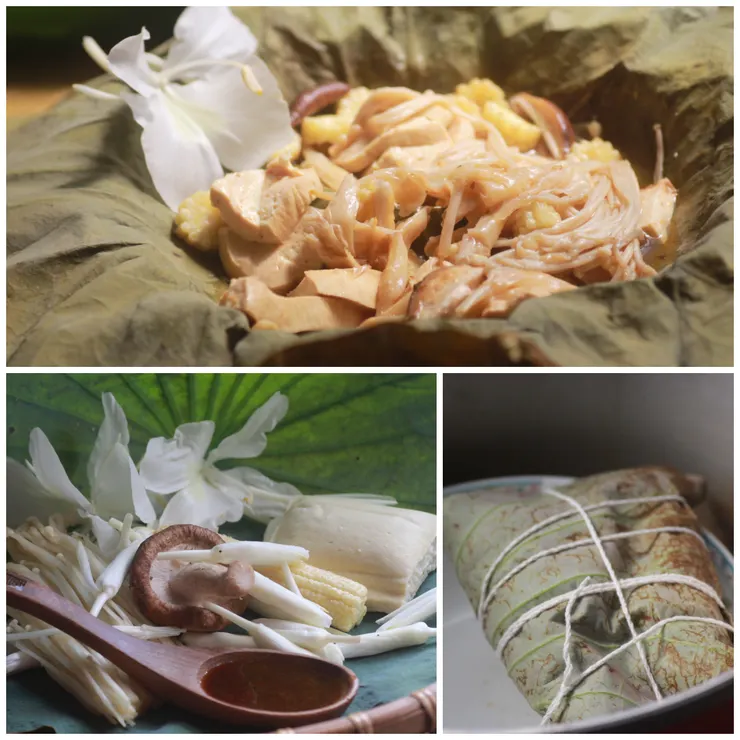 以香撞臭——野薑花臭豆腐現在流行撞色，以野薑花與臭豆腐同蒸，可謂香臭對撞，二者互不相讓，有意想不到的奇妙風味。