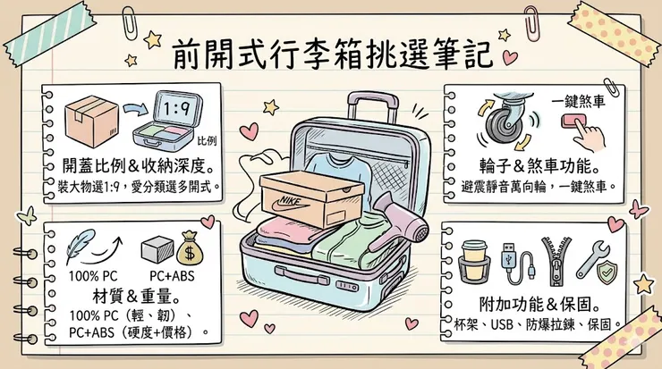 挑選前開式行李箱的重點與注意事項