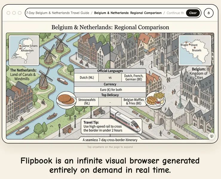 02 如何使用 Flipbook 進行旅遊規劃｜② &nbsp;圖片裡的每個區塊都能點擊｜荷蘭及比利時的差異