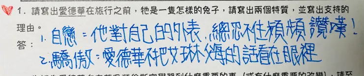 書中角色的特質以及支持的理由，就如同讀者在生活中閱讀自己角色特質一般