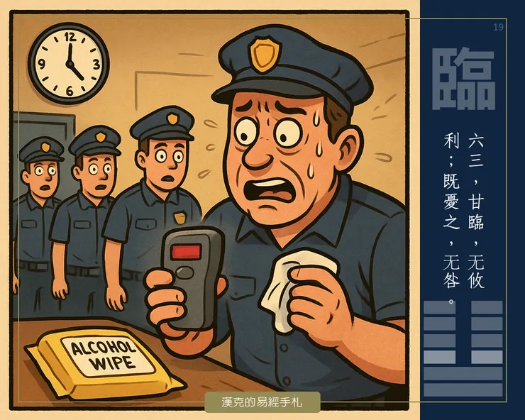 「所長，你用含酒精的濕紙巾擦酒測器了⋯⋯」 （漢克設計，AI生成圖）
