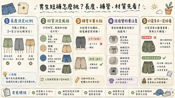 男生短褲怎麼挑?長度、褲管、材質先看