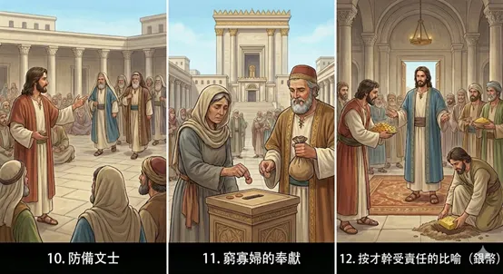 共觀福音書中相關耶穌在耶路撒冷城對文士指責與窮寡婦奉獻的比喻教導