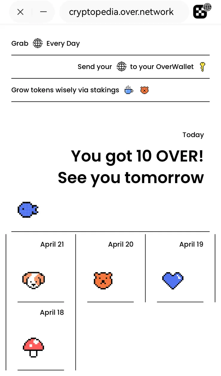 已連續4天，每天簽到領到10$Over