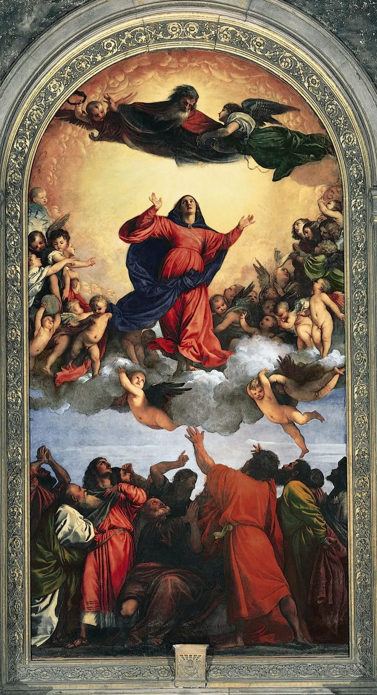Titian (Tiziano Vecellio), Assumption of the Virgin, 1516–1518, oil on panel, Basilica di Santa Maria Gloriosa dei Frari, Venice.