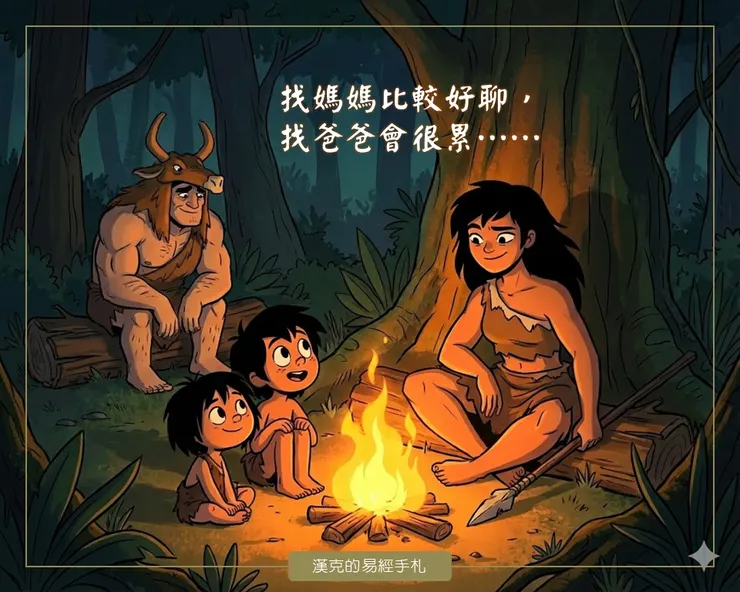 孩子看見爸爸，會問好；看見媽媽，就天南地北講開了。  （漢克設計，AI生成圖）