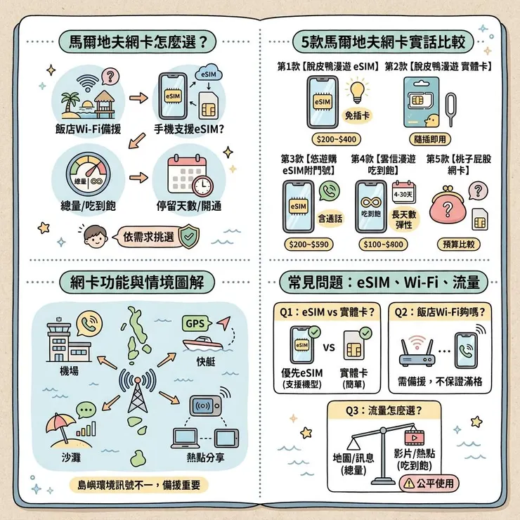 【馬爾地夫網卡推薦】2026 蜜月跳島怎麼選🏝️ Dcard、Threads 常比 5 款 eSIM 上網卡