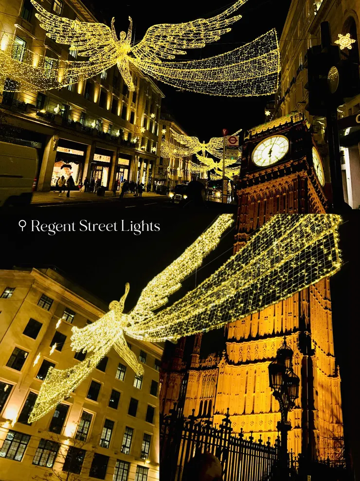 聖誕節的倫敦很美，有著名的天使燈。