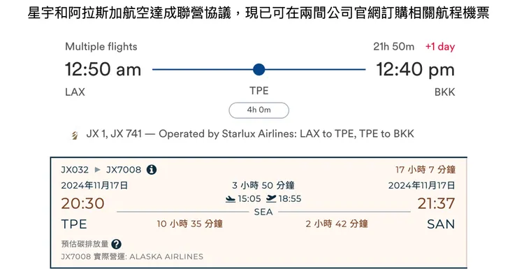 Source: Alaska Airline、星宇