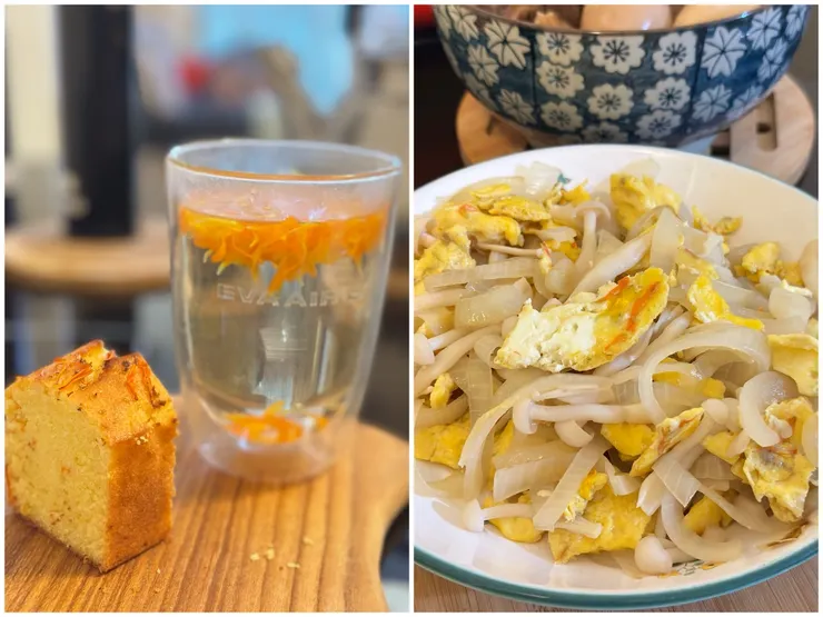 金盞花下午茶與洋蔥炒金盞花蛋