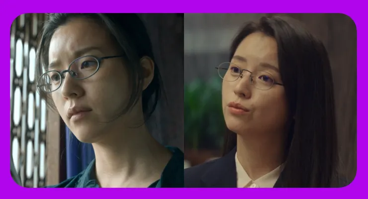 圖左則是第1集到第7集,「現在」開豬排店的李美賢,圖右的是第八集、第九集中,「過去」1994年在安企部工作的李美賢。過去的李美賢,髮型是黑長直,整體感較俐落。