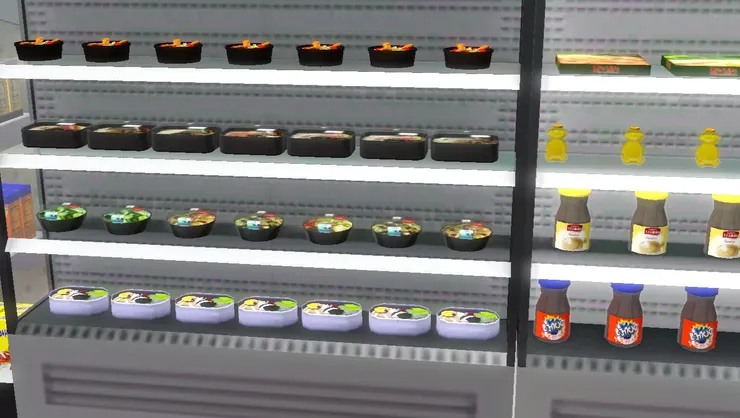 左邊我都擺放便當餐盒，右邊擺放其他食品。