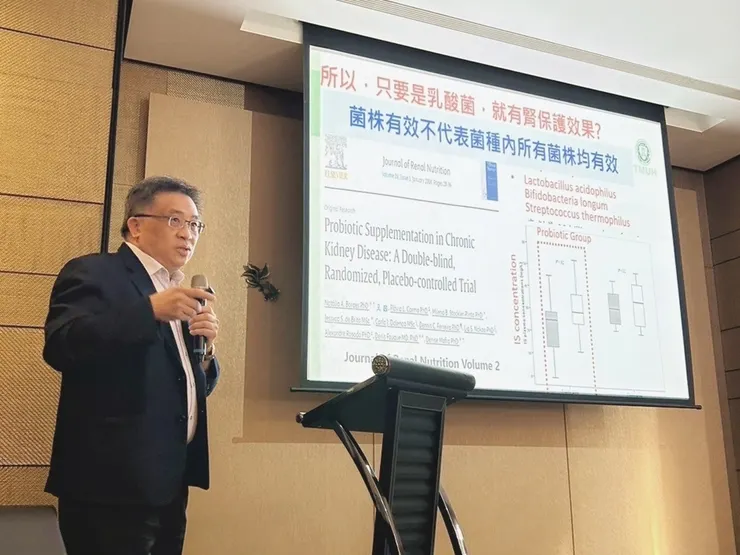 圖說：北醫大腎臟內科教授方德昭強調，益生菌有腸道保健功效，但並非每個菌種或菌株，都有助於腎病照護。（資料來源：偉喬生醫）