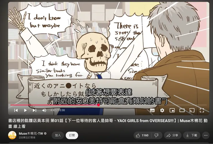 他竭盡所能的告訴客人一般書店買不到同人誌，可能要去專門店買&nbsp;  我記得以前台灣一般的書店也買不到同人誌，但現在網路上大多可以了，不過某些想要的還是需要在販售會才能購買得到。