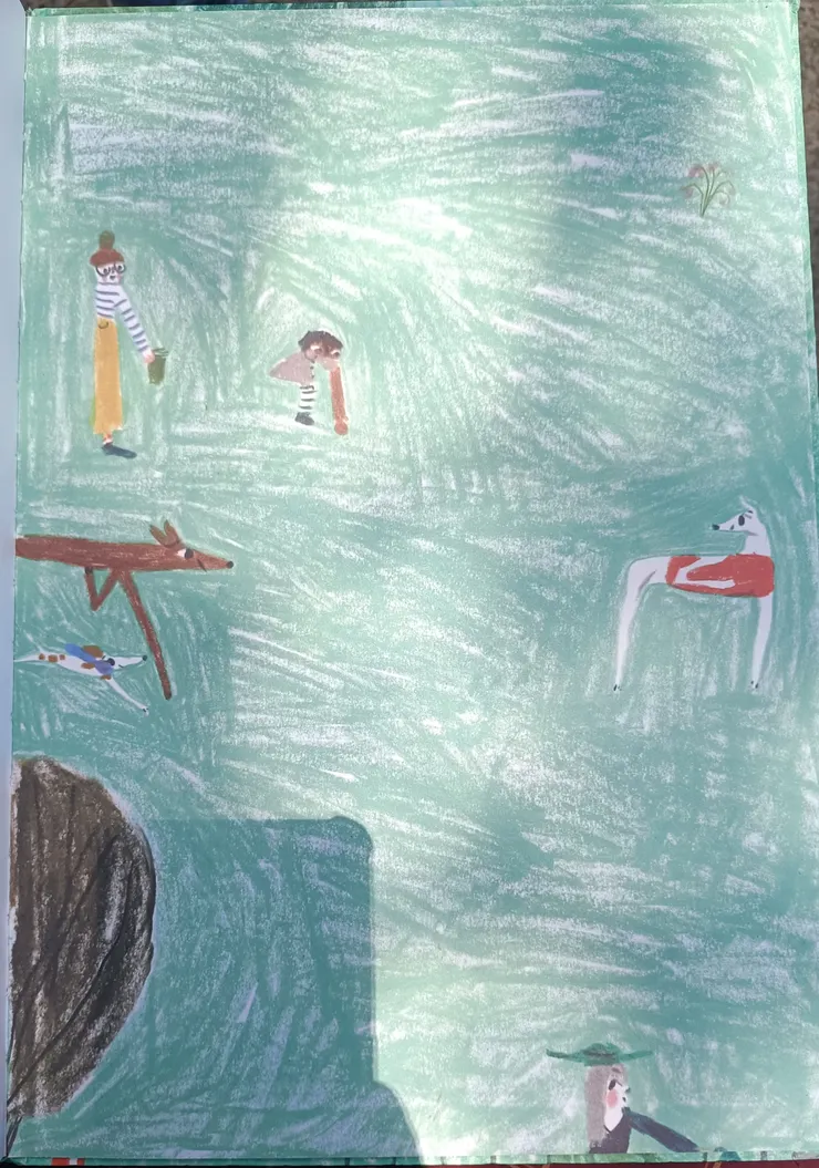 蘿絲停下來等夥伴跟上他