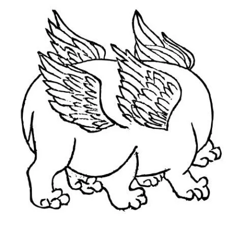 其狀如黃囊，赤如丹火，六足四翼，渾敦無面目